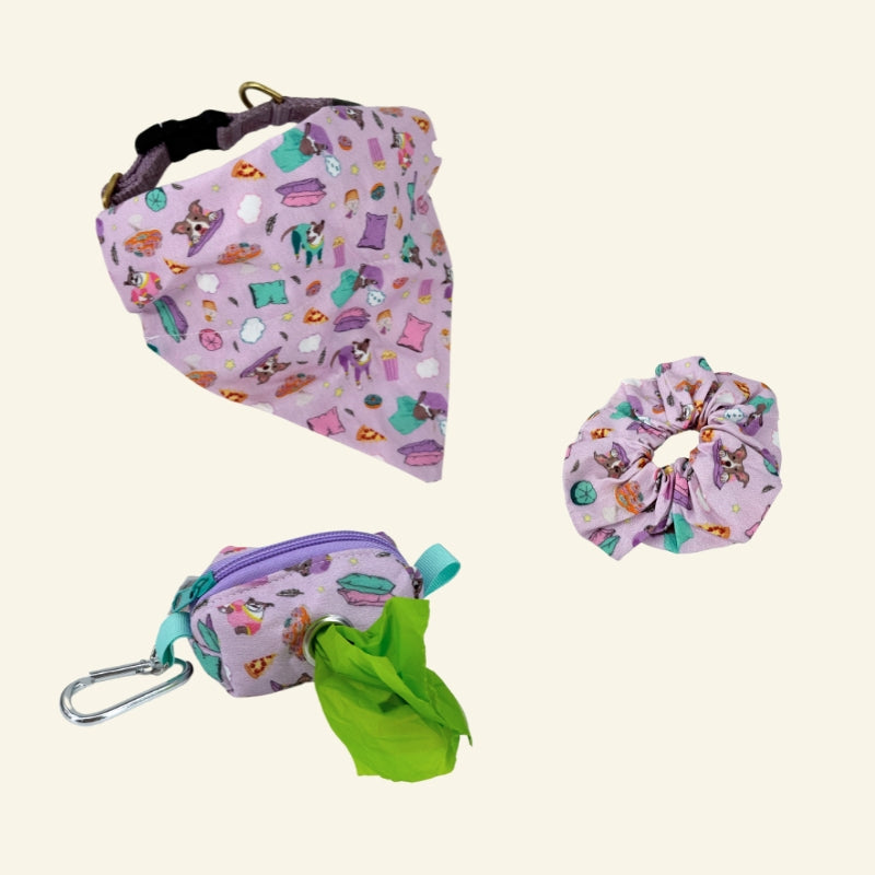 Custom Brunch Babe – Bandana + Poop Bag + Scrunchie or Headband
