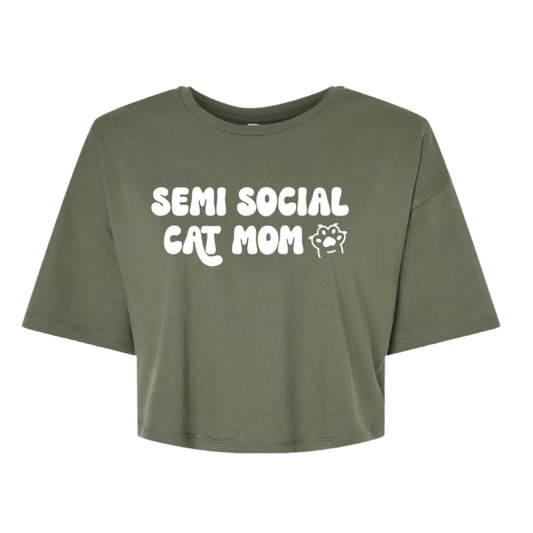 Semi Social Cat Mom Crop