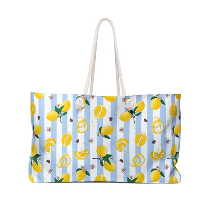 Tudo Beleza Lemon Print Weekender Bag - Perfect for Summer Getaways & Beach Trips