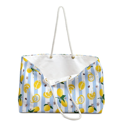 Tudo Beleza Lemon Print Weekender Bag - Perfect for Summer Getaways & Beach Trips