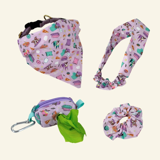 Custom Brunch Babe – Bandana + Poop Bag + Scrunchie or Headband