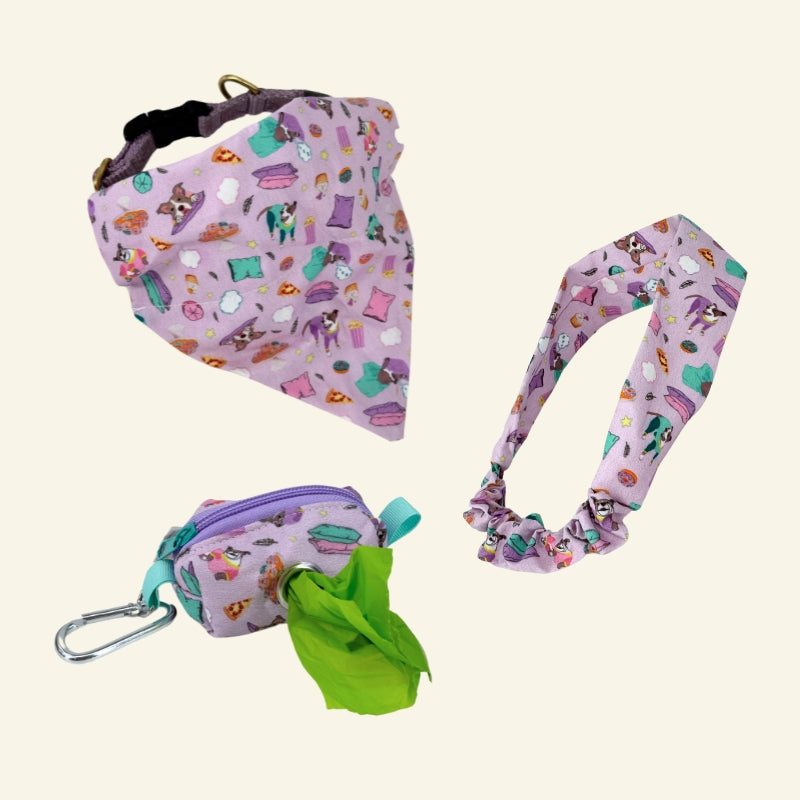 Custom Brunch Babe – Bandana + Poop Bag + Scrunchie or Headband