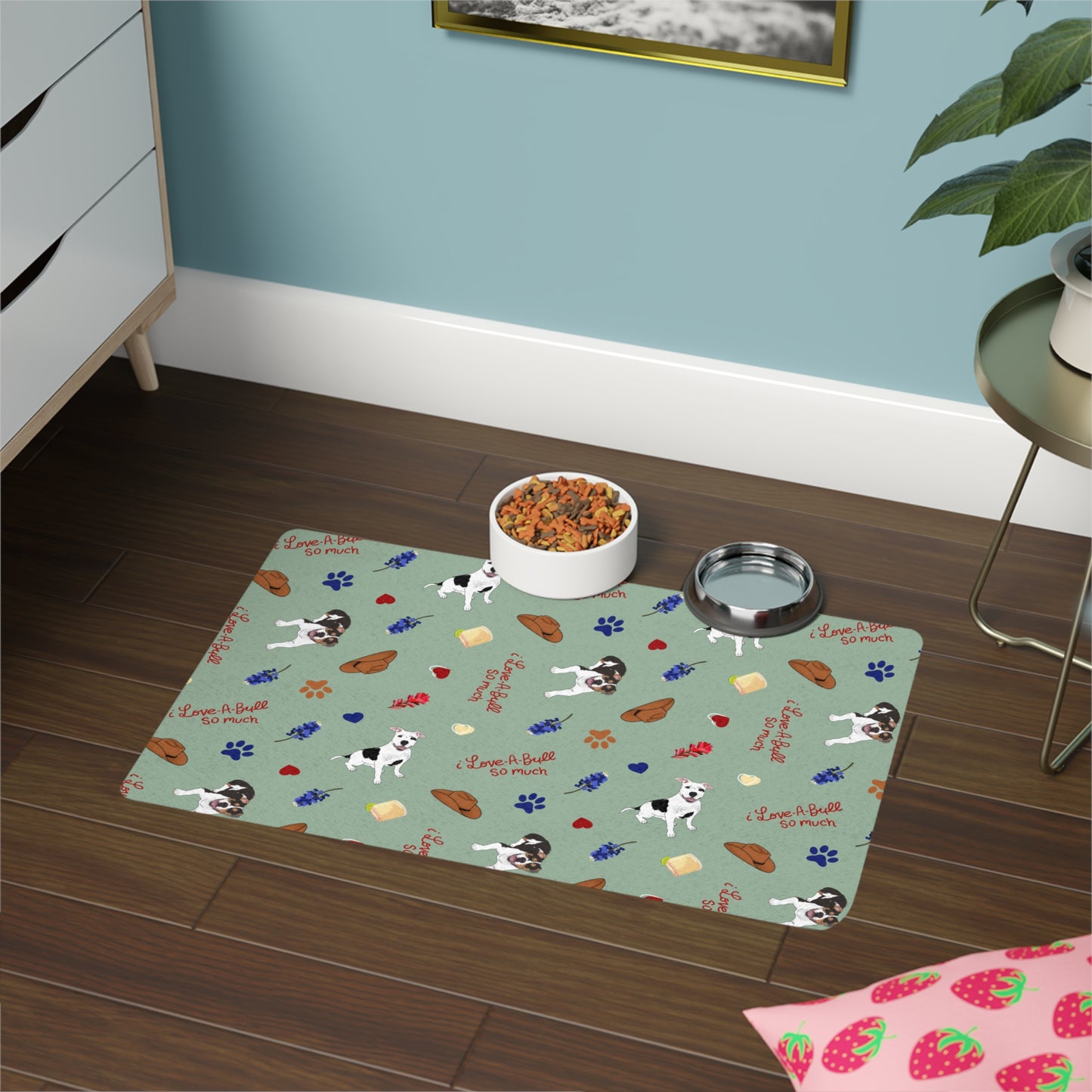 i Love-A-Bull so much - Dog Bowl Mat