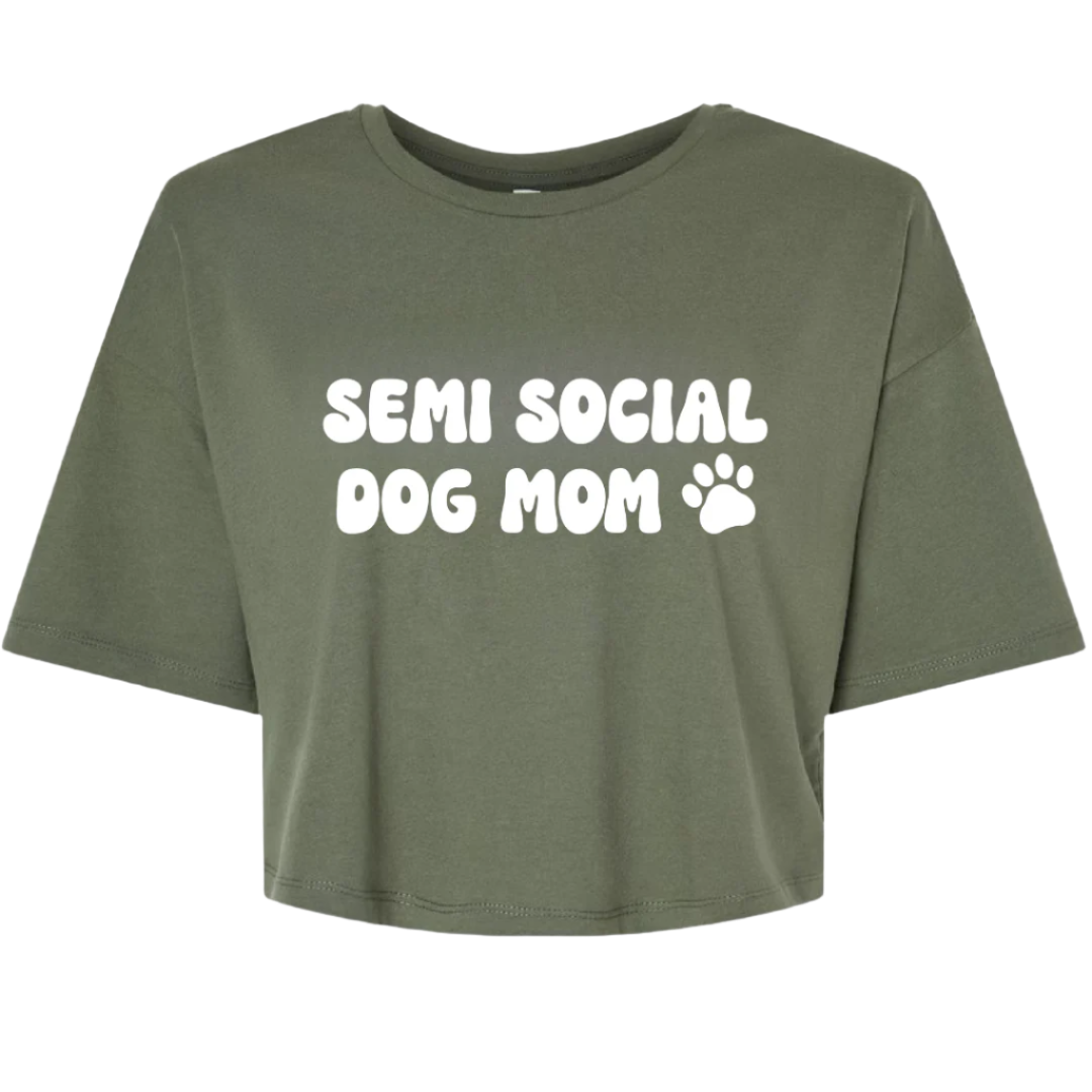 Semi Social Dog Mom Crop Top