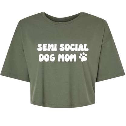 Semi Social Dog Mom Crop Top