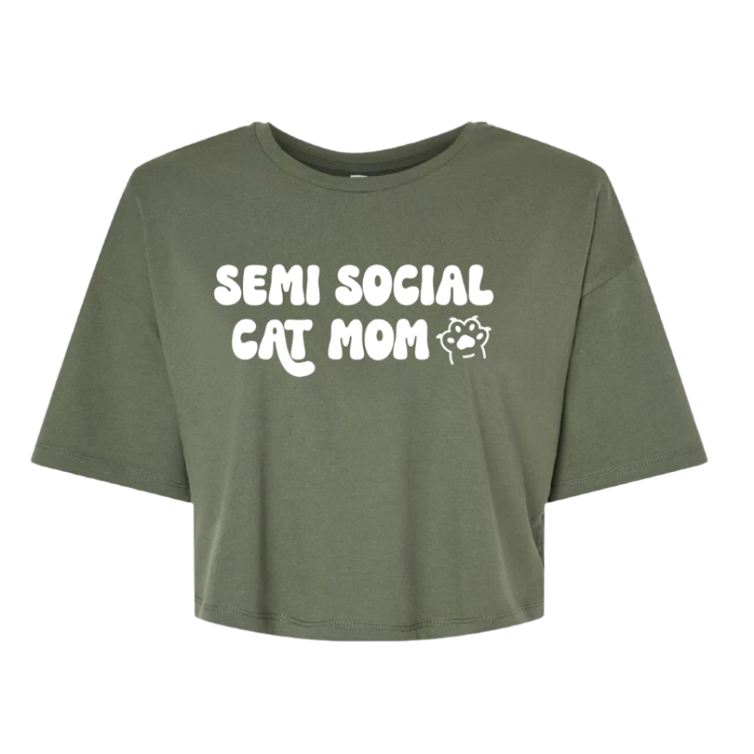 Semi Social Cat Mom Crop