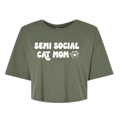 Semi Social Cat Mom Crop