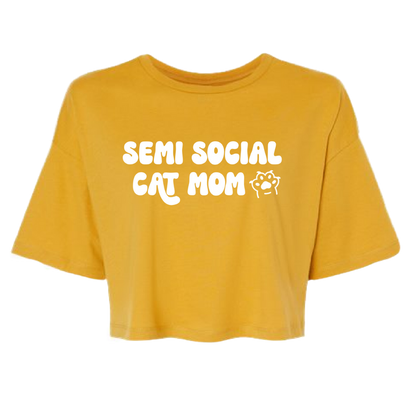 Semi Social Cat Mom Crop