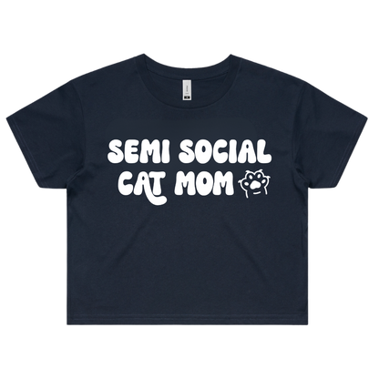 Semi Social Cat Mom Crop