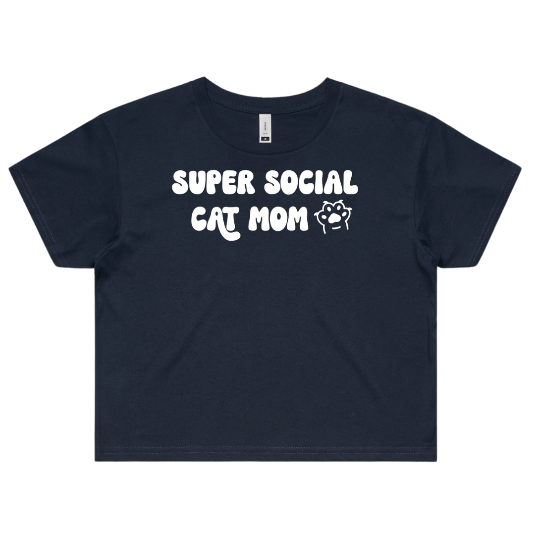 Super Social Cat Mom Crop Top