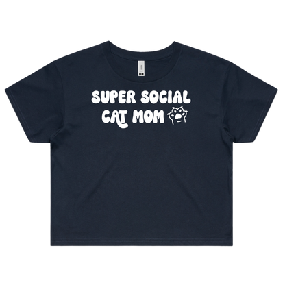 Super Social Cat Mom Crop Top