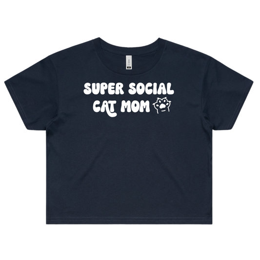 Super Social Cat Mom Crop Top