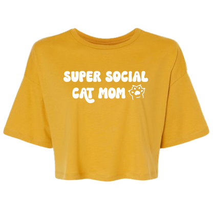 Super Social Cat Mom Crop Top