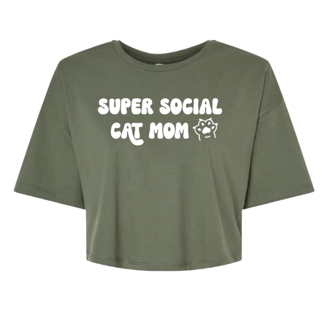 Super Social Cat Mom Crop Top