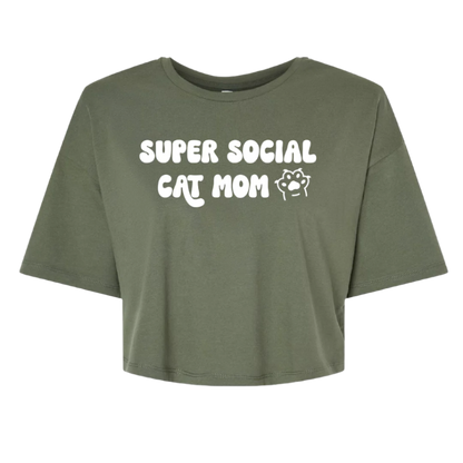 Super Social Cat Mom Crop Top