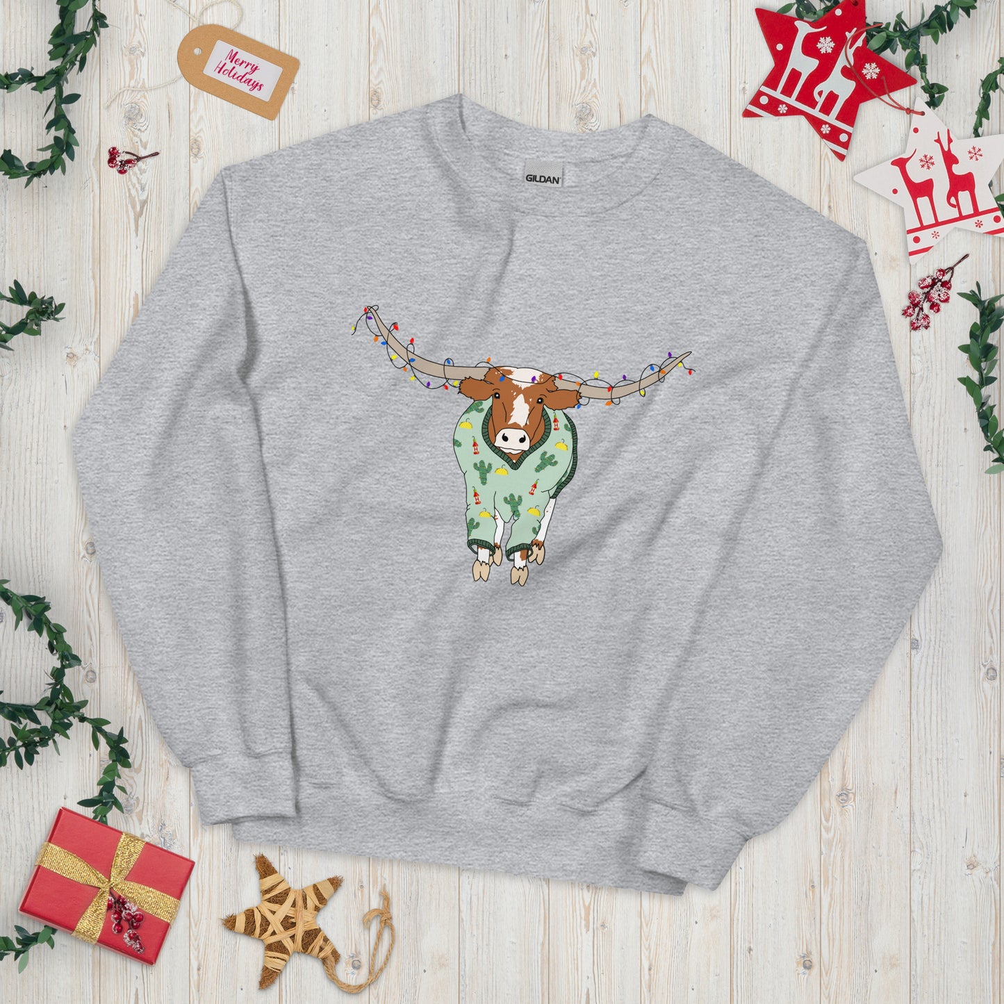Hooked On The Holidays - Longhorn's Ugly Sweater (Unisex Sweatshirt)
