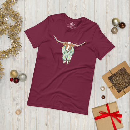 Hooked On The Holidays - Longhorn's Ugly Sweater (Unisex Jersey Short Sleeve Tee Shirt)