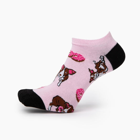 Cute and Funny Bamboo Ankle Socks - Dogs 'N' Donuts (Kids and Adult Sizes)